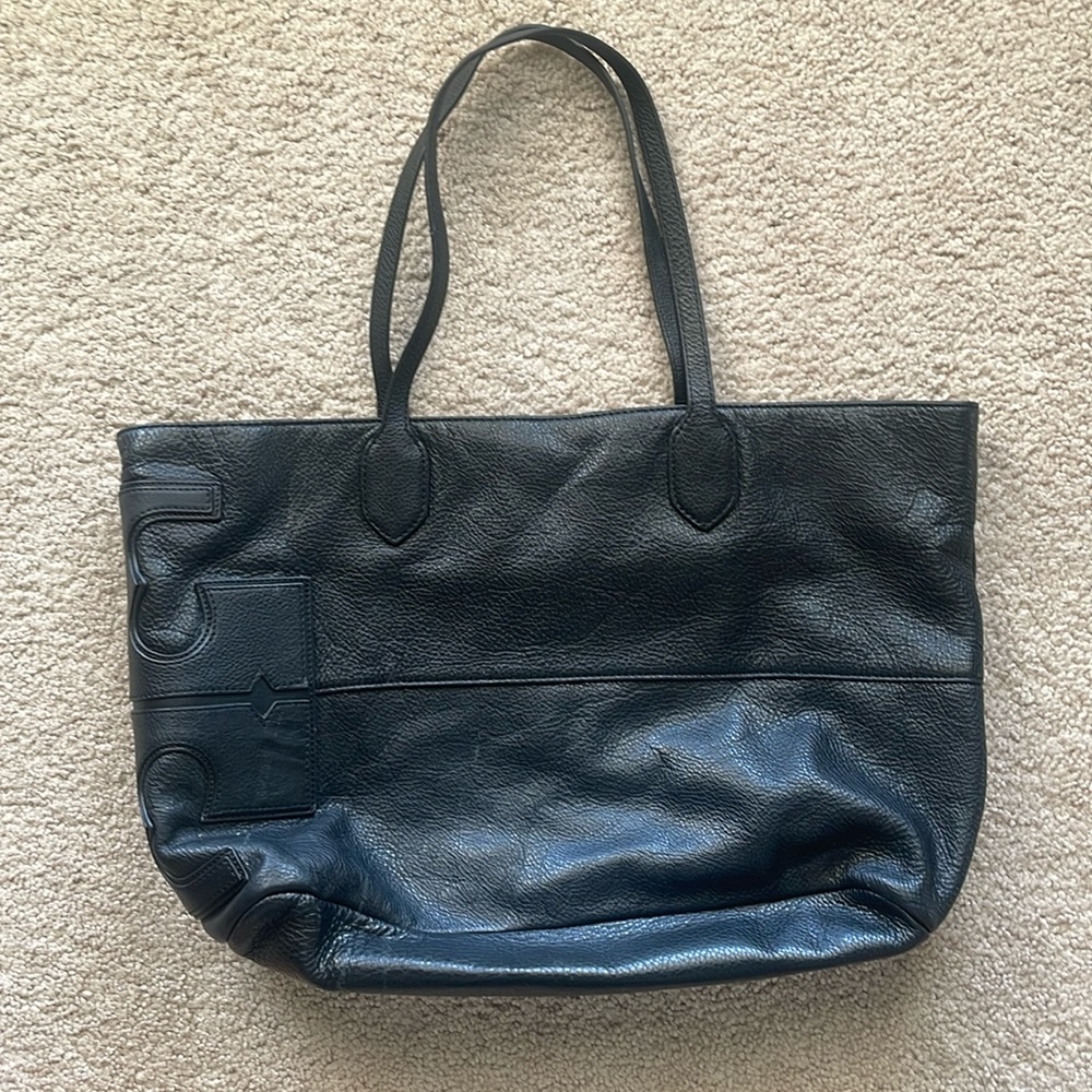 AUTHENTIC Pre-owned Tory Burch Black Leather Tote Handbag 👜